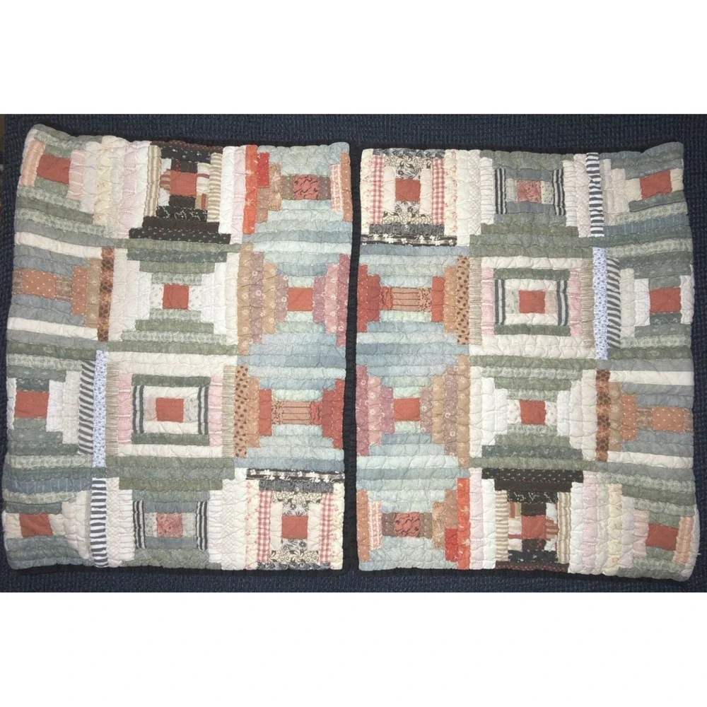 Pottery Barn Sham Set JAXSON Patchwork Quilted STANDARD Cotton Shams Farmhouse
